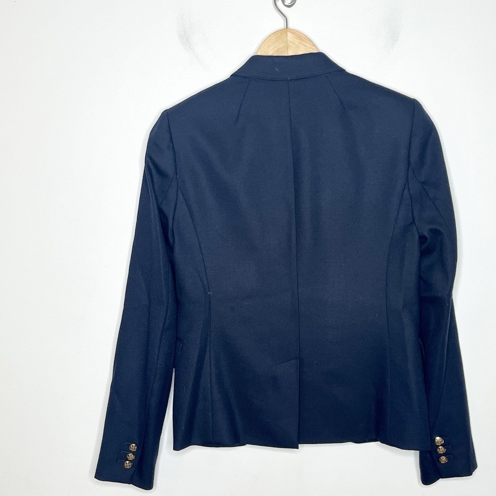 J Crew Schoolboy Blazer Navy Womens 2 Gold Button Wool Blend Old Money Heritage - Picture 7 of 8